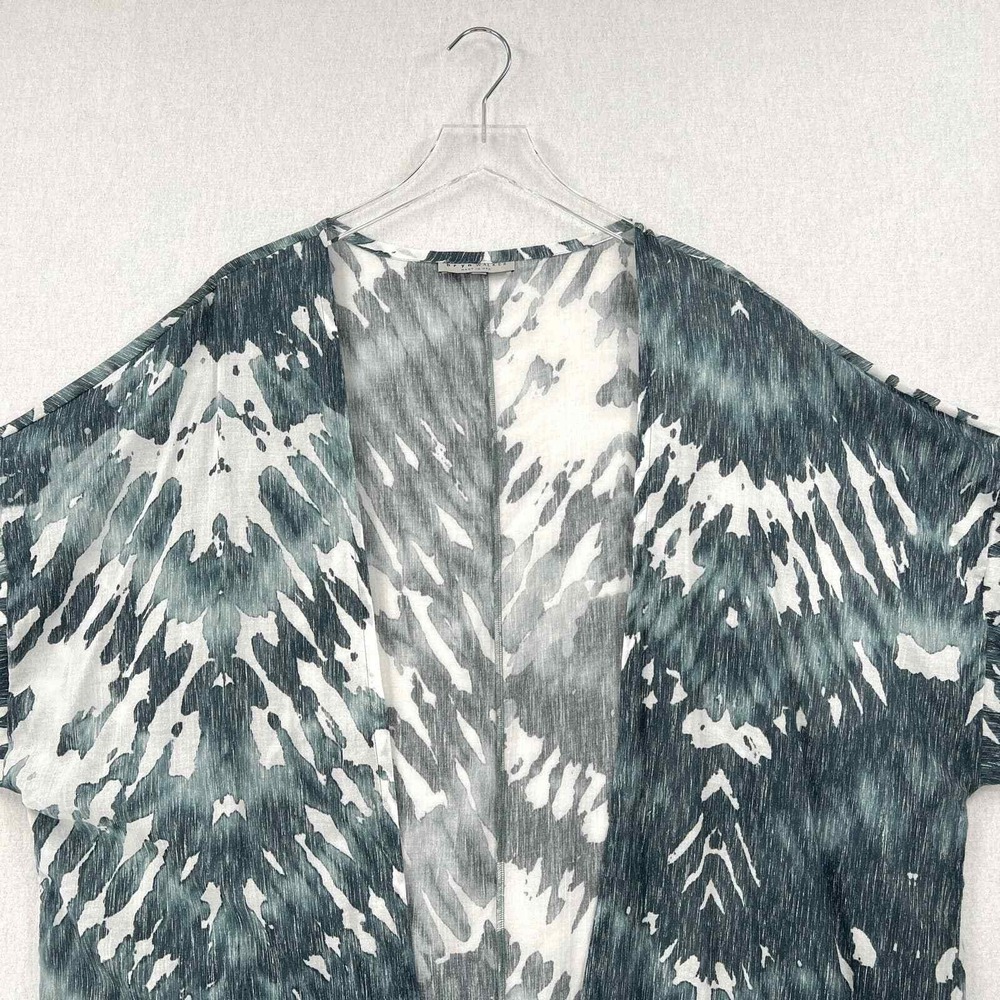 BRYN WALKER Ezra Printed Kimono Duster XL White Blue Lightweight Lagenlook Layer - Picture 5 of 15
